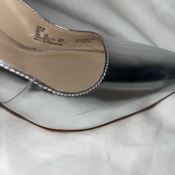 Coach OLLIE Silver Metallic Leather Wedge Heels - Picture 5 of 7
